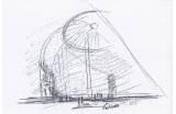 Sketch de Tadao Ando pour le projet de la Bourse du Commerce © Tadao Ando. Collection Pinault – Paris. - Crédit photo : DR  