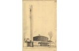 Perspective extérieure de l'église Jésus-Ouvrier, Arcueil, 1938. - Crédit photo : DR  