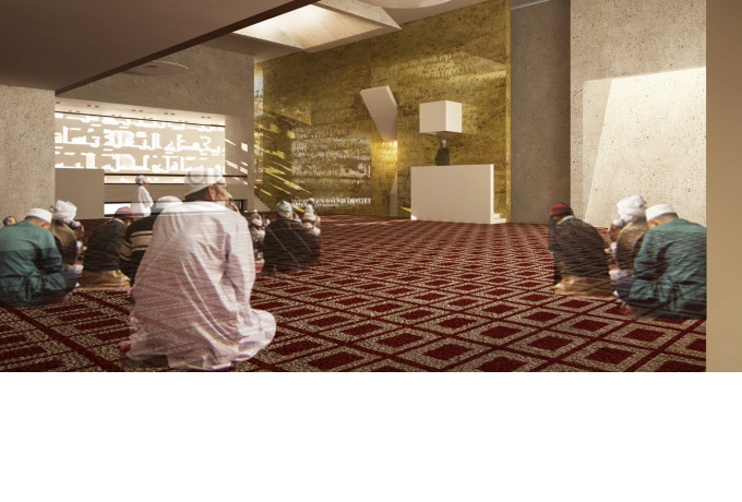 Vue perspective intérieure de la Mosquée<br/> Crédit photo : DR  