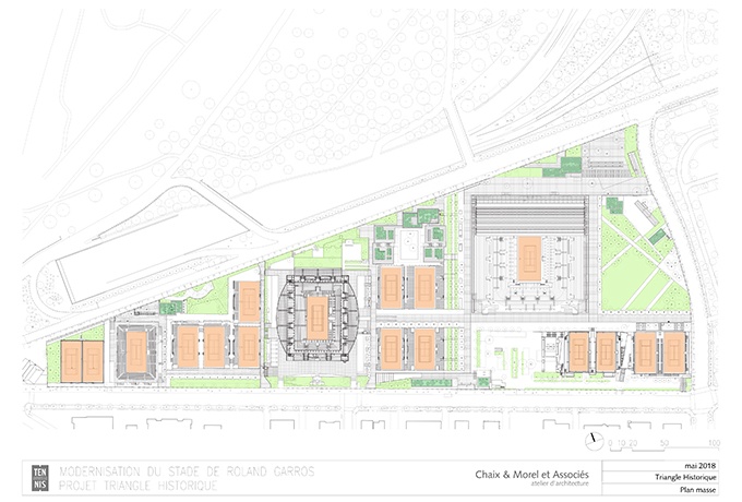 Plan Masse du site de Roland Garros
