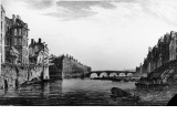  Paris. Le pont Marie et l’île Saint-Louis vus du pont Notre-Dame, d’après une aqua-tinte de Nattes. 1805.  - Crédit photo : DR  