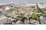 Vue aérienne du projet Manufacture sur Seine à Ivry, projets de Wang Shu pour les mandataires Lipski & Rollet (bâtiment linéaire) et de Joly & Loiret (logements) - Crédit photo : DR  