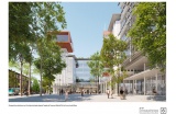 Vue de la future entrée de l’hôpital universitaire Grand Paris- Nord à Saint-Ouen (RPBW et Brunet Saunier architectes)  - Crédit photo : Rault    Lionel 