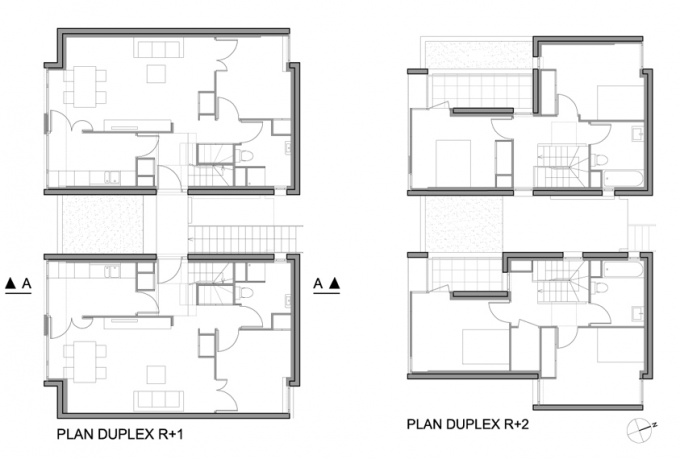38 logements sociaux à Eaubonne, plan des duplex<br/> Crédit photo : DR  