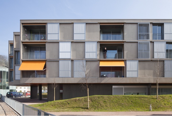 41 logements sociaux, Pont-Audemer, façades<br/> Crédit photo : BOEGLY Luc