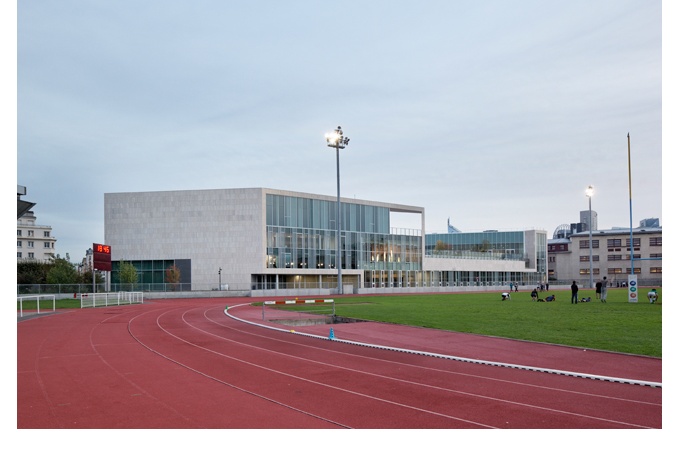 vue du centre événementiel, façade nord, côté stade, 2/3/4/, © Vincent Fillon<br/> Crédit photo : FILLON Vincent