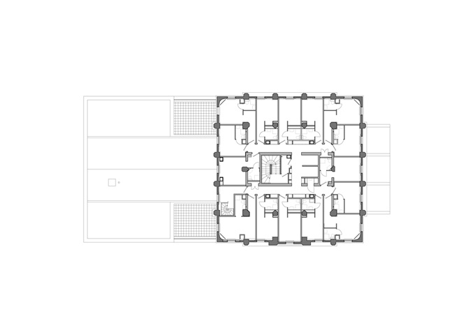 Plan d'étage, d'après le projet de Weber + Keiling architectes<br/> Crédit photo : Weber + Keiling architectes -