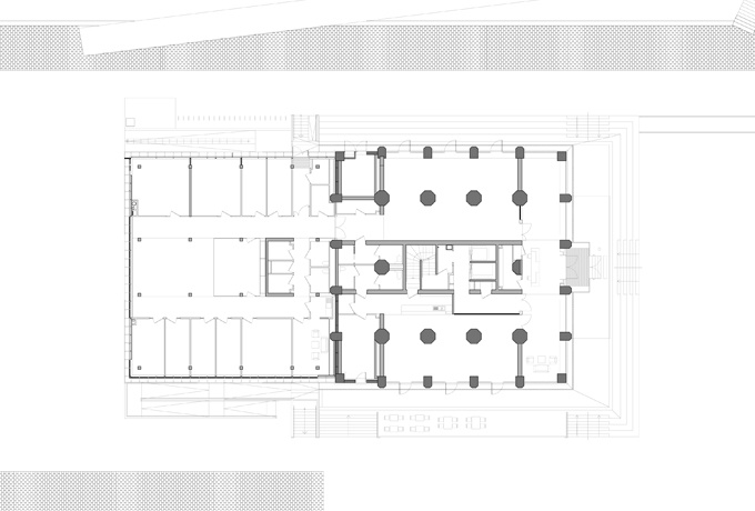 Plan du rez-de-chaussée, d'après le projet de Weber + Keiling architectes<br/> Crédit photo : Weber + Keiling architectes -