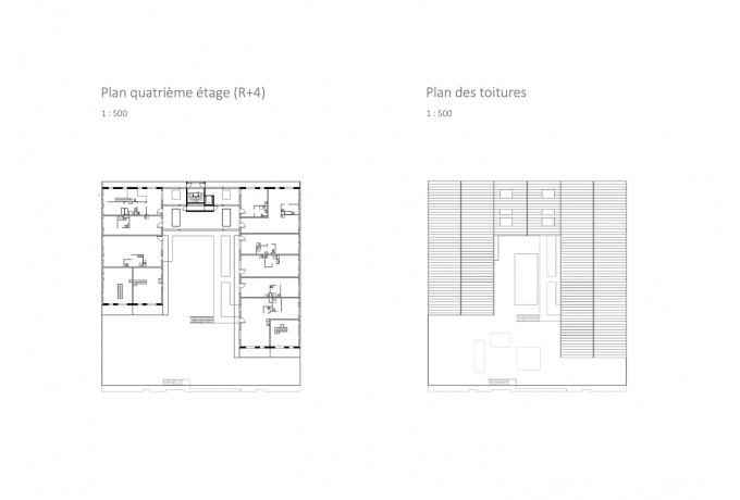 Plans R+4 et toitures<br/> Crédit photo : Lemérou Architecture