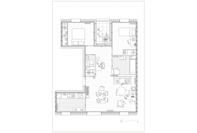 Plan d'un appartement avec loggia<br/> Crédit photo : . .